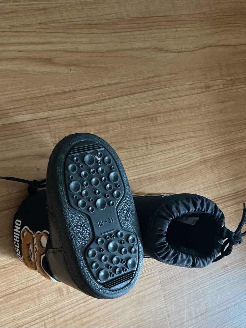 Moschino Kids Black Teddy Pull‑Cord Booties - Picture 4 of 6